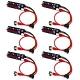 Rivo 6-Pack PCIe Dual Chip PCI-E 16x to 1x Powered Riser Adapter Card, 2 Led & 6 Pin Connector w/ 60cm USB 3.0 Cable & 6 Pin PCI-E to SATA Power Cable - Ethereum Mining ETH