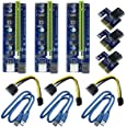 6Pin PCI-E 1X to 16X Enhanced Powered Riser Adapter Card & USB 3.0 Extension Cable & 6Pin to SATA Power Cable & GPU Riser Ada